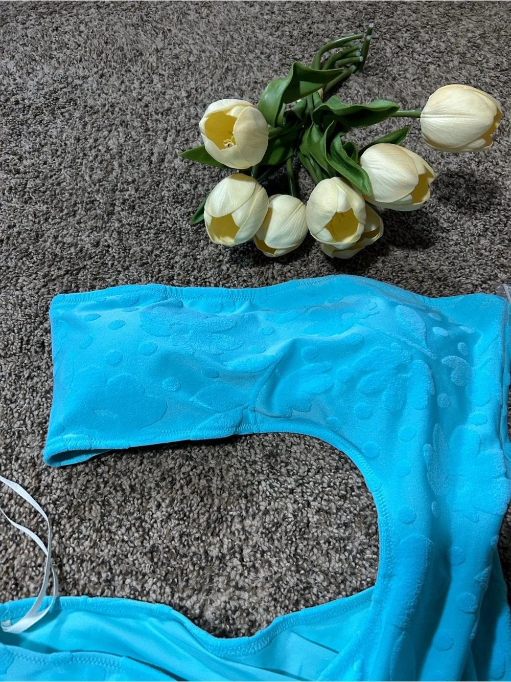 NWT Aerie Aqua Blue Textured Cutout One-Piece Swimsuit